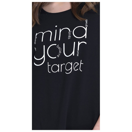 Target Γυναικεία κοντομάνικη μπλούζα Long T-Shirt "A" Line Single Jersey "Mind"
